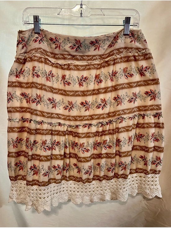Angie Dresses & Skirts - Angie Boho Cream Floral Tiered Skirt with Crochet Hem